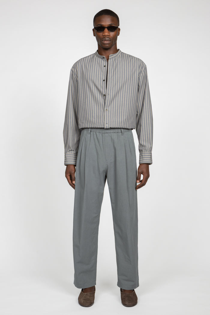 Triple Pleated Elastic Waistband Pant - Light Slate