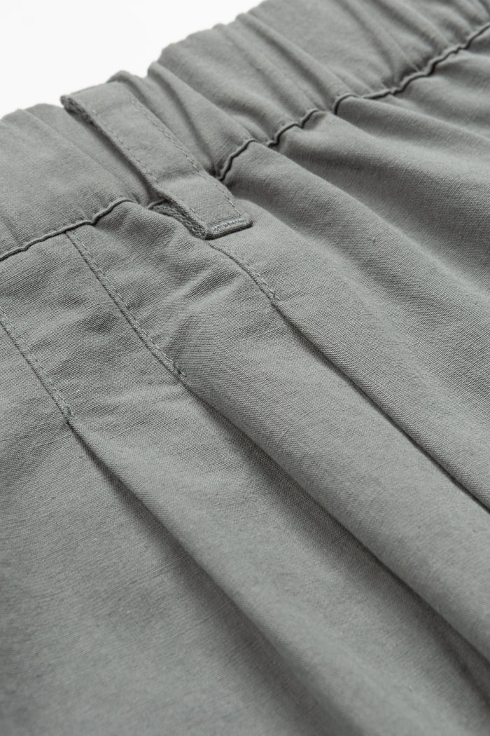 Triple Pleated Elastic Waistband Pant - Light Slate