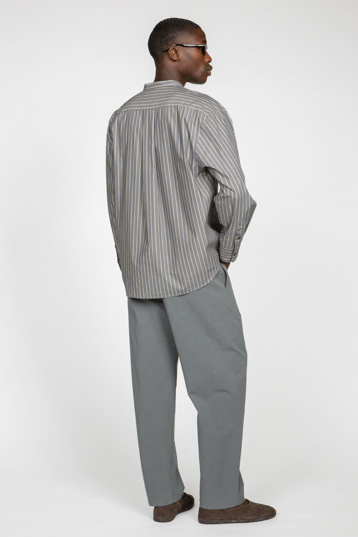Triple Pleated Elastic Waistband Pant - Light Slate