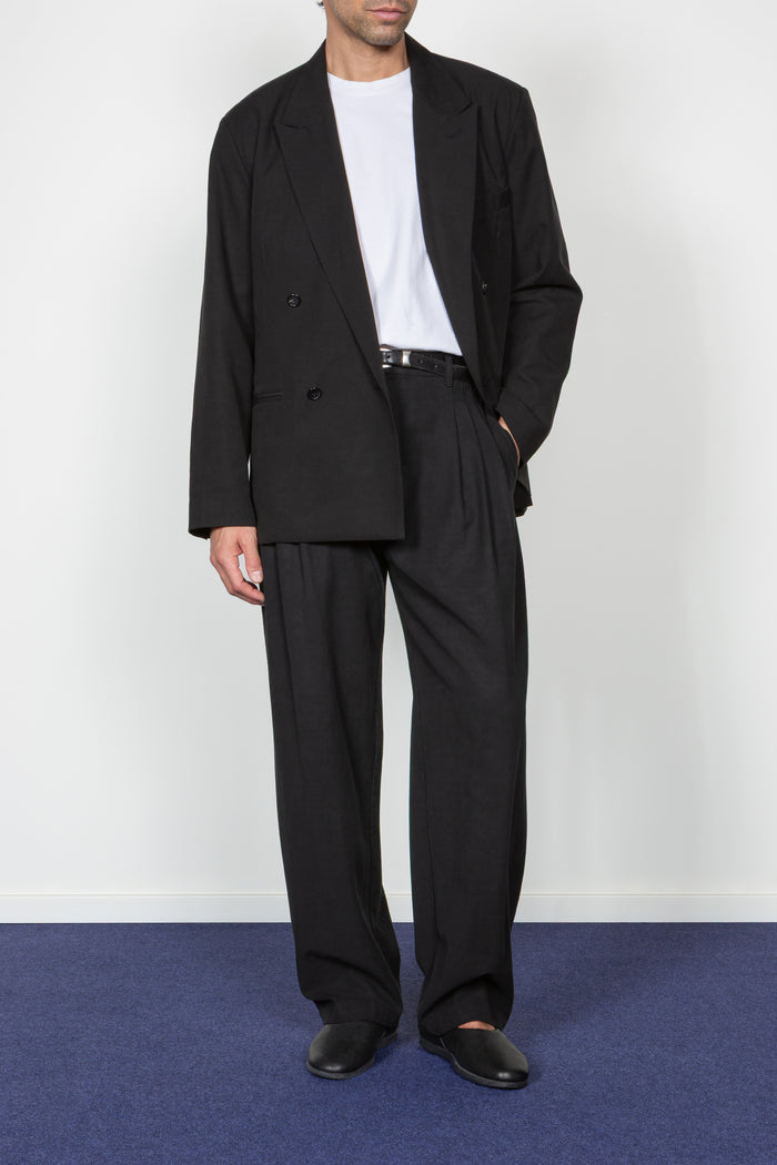 Triple Pleated Wide Leg Trouser - Black