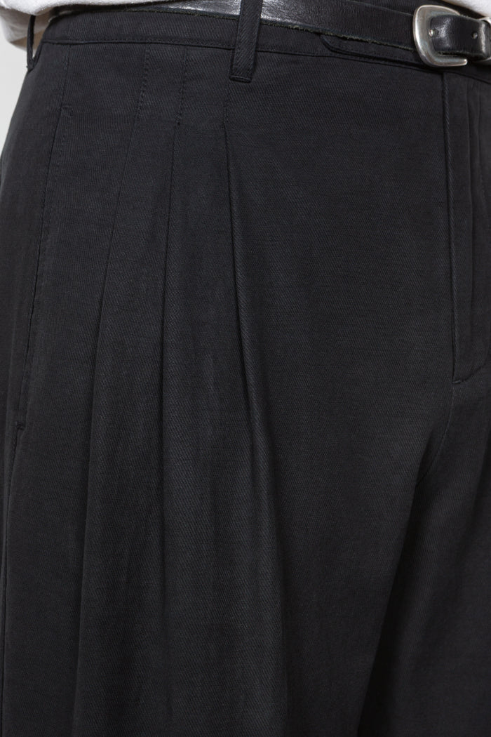 Triple Pleated Wide Leg Trouser - Black