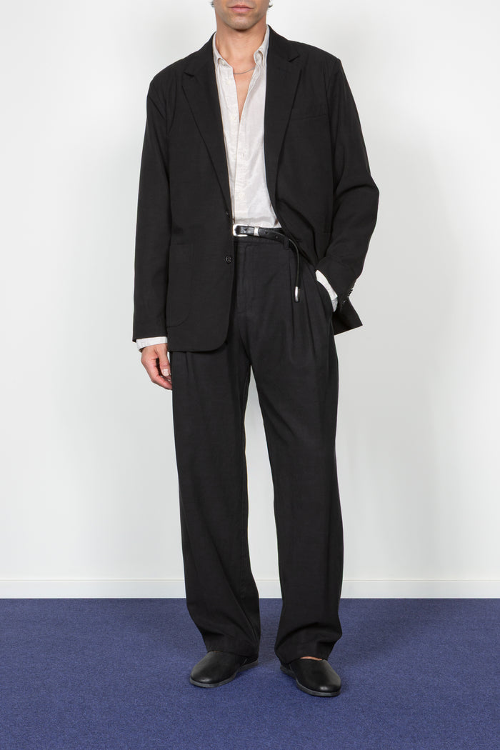 Triple Pleated Wide Leg Trouser - Black