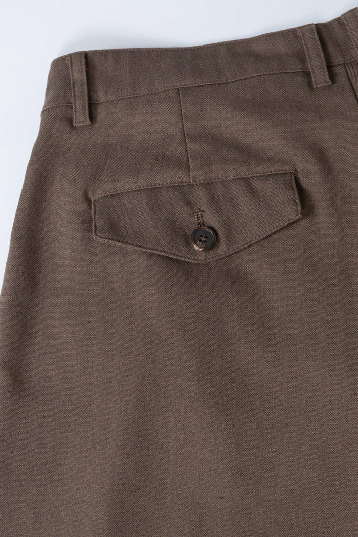 Triple Pleated Wide Leg Trouser - Brown Herringbone