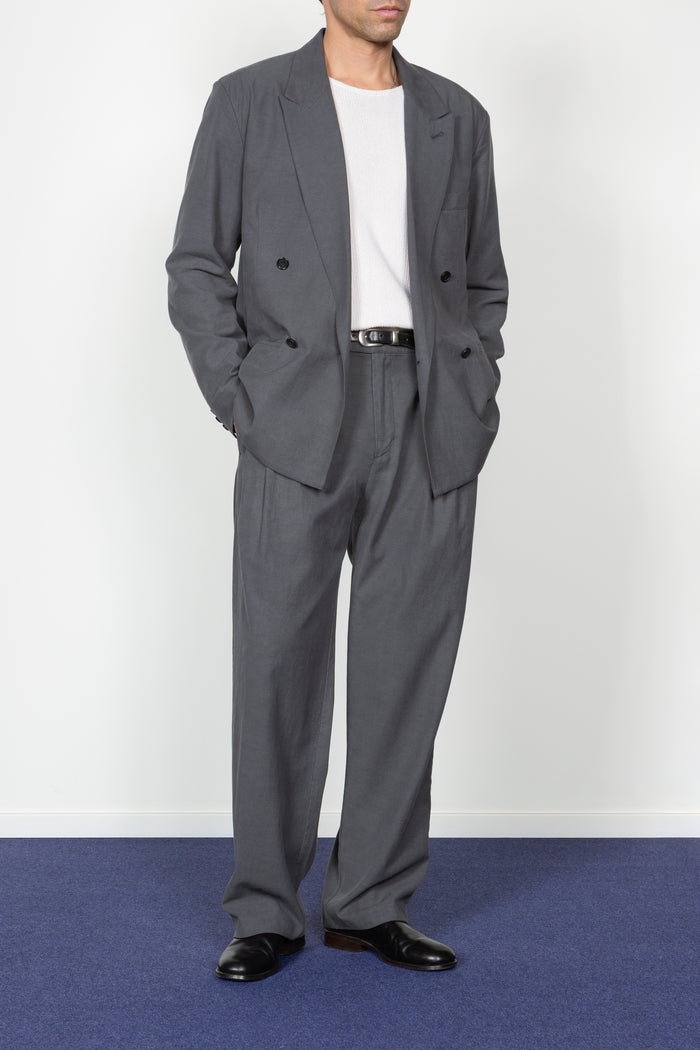 Triple Pleated Wide Leg Trouser - Charcoal