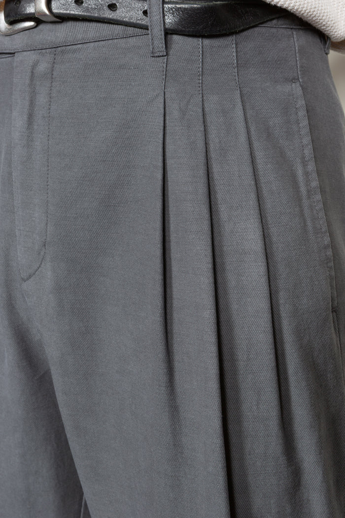 Triple Pleated Wide Leg Trouser - Charcoal