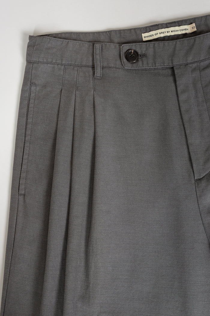 Triple Pleated Wide Leg Trouser - Charcoal