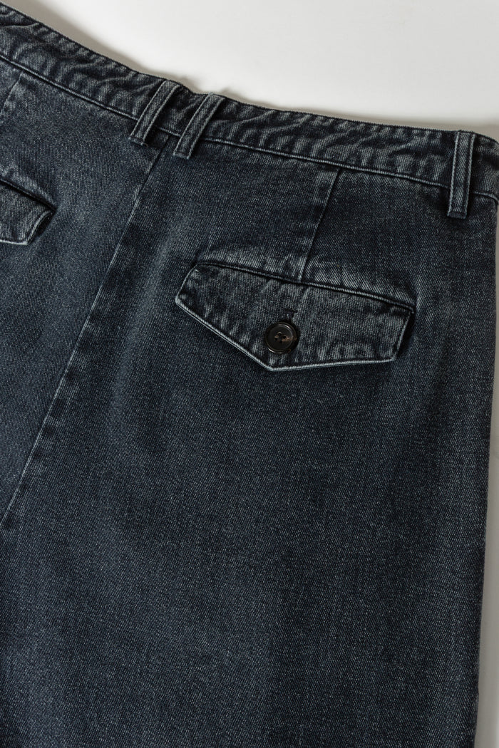Triple Pleated Wide Leg Trouser - Dark Indigo Denim