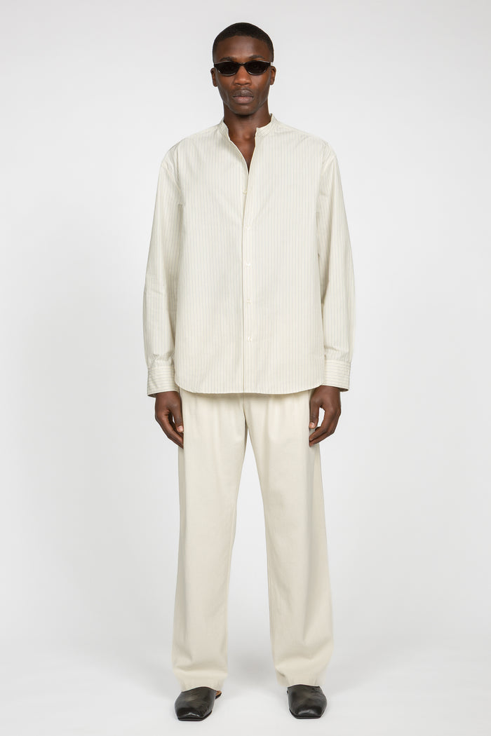 Triple Pleated Wide Leg Trouser - Stone Twill