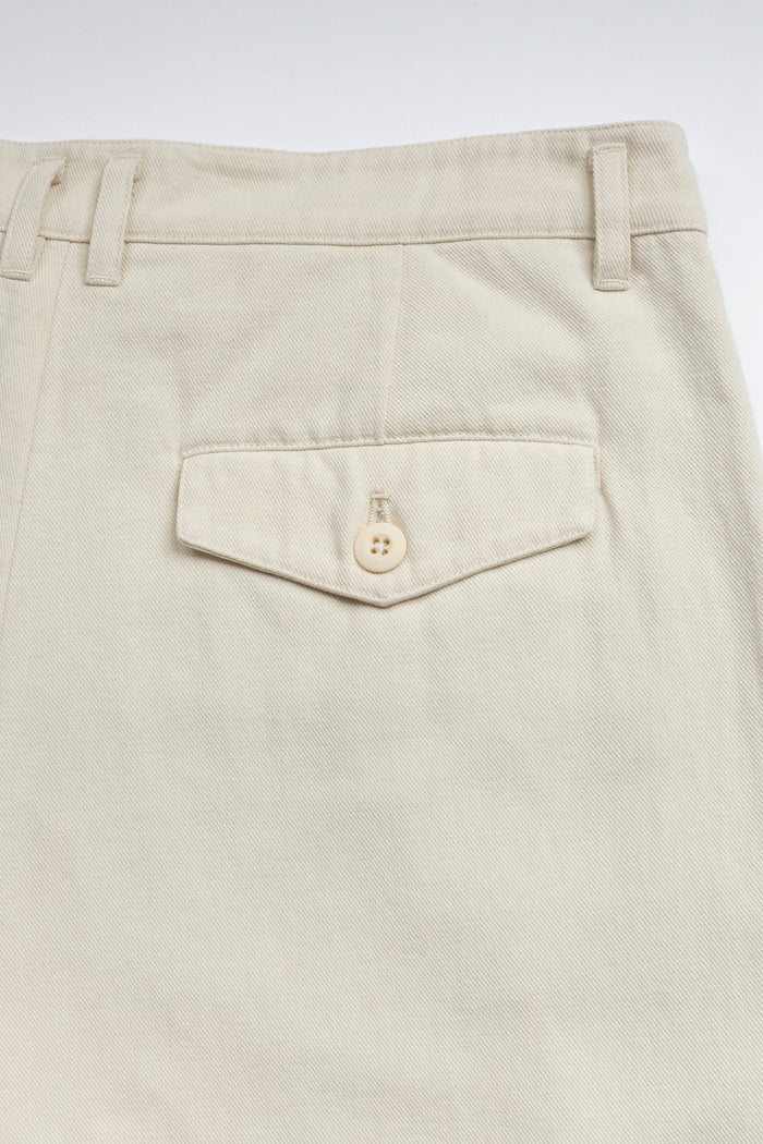 Triple Pleated Wide Leg Trouser - Stone Twill