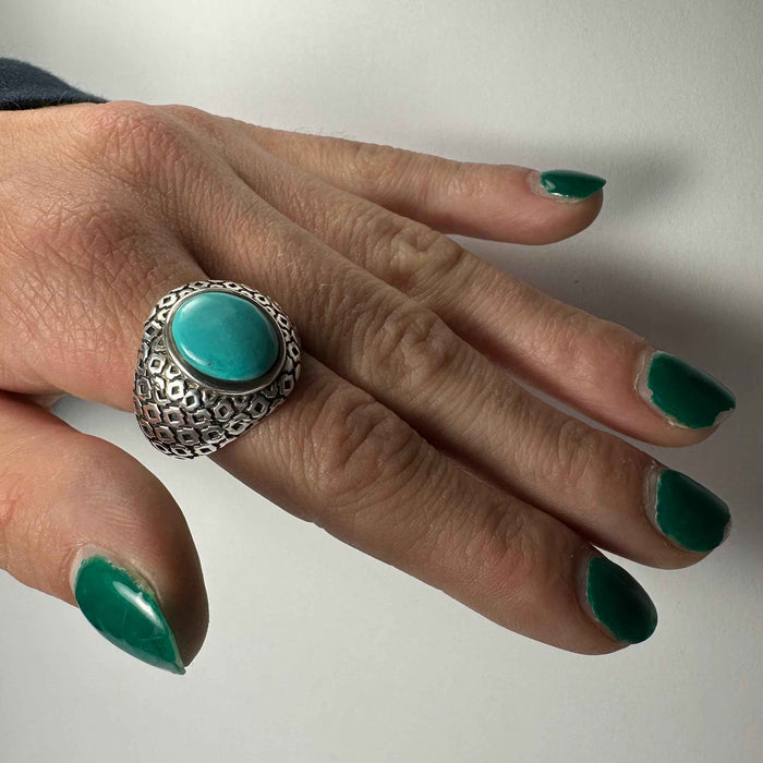 Turquoise Ring - Size 8 - Smokin Resin Company