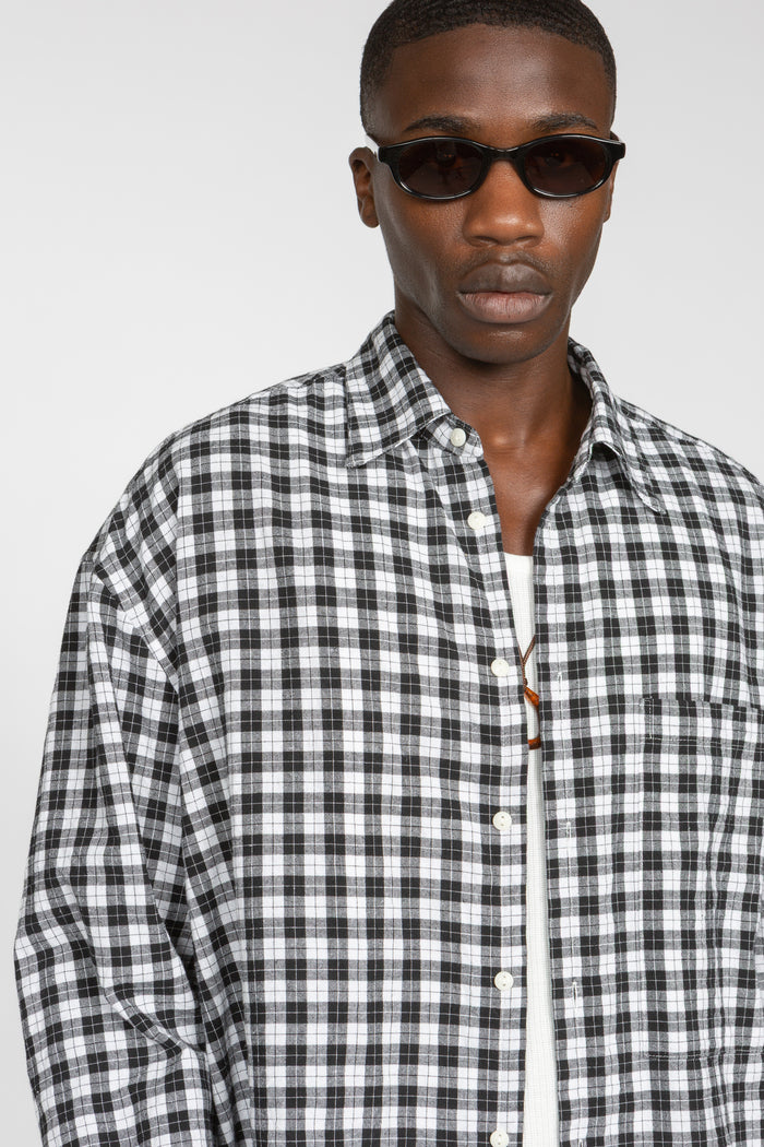 Ultra Oversized Big Pocket Shirt - Black / White Picnic Check