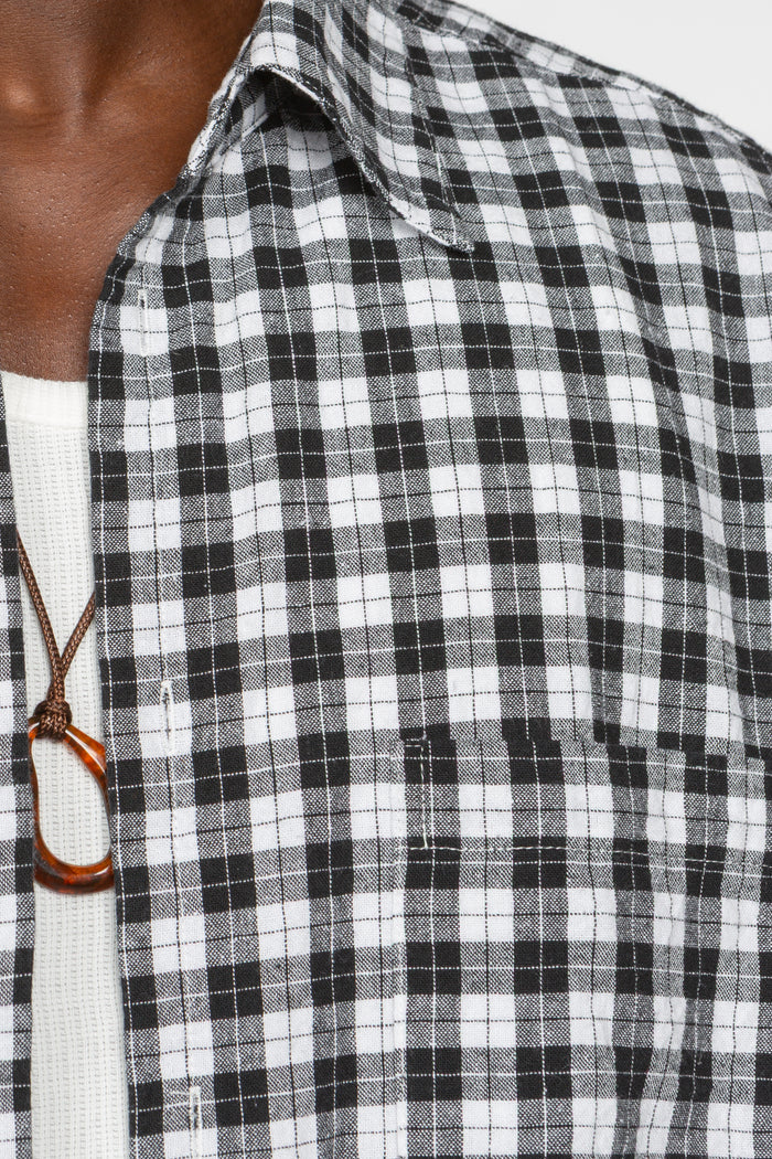 Ultra Oversized Big Pocket Shirt - Black / White Picnic Check