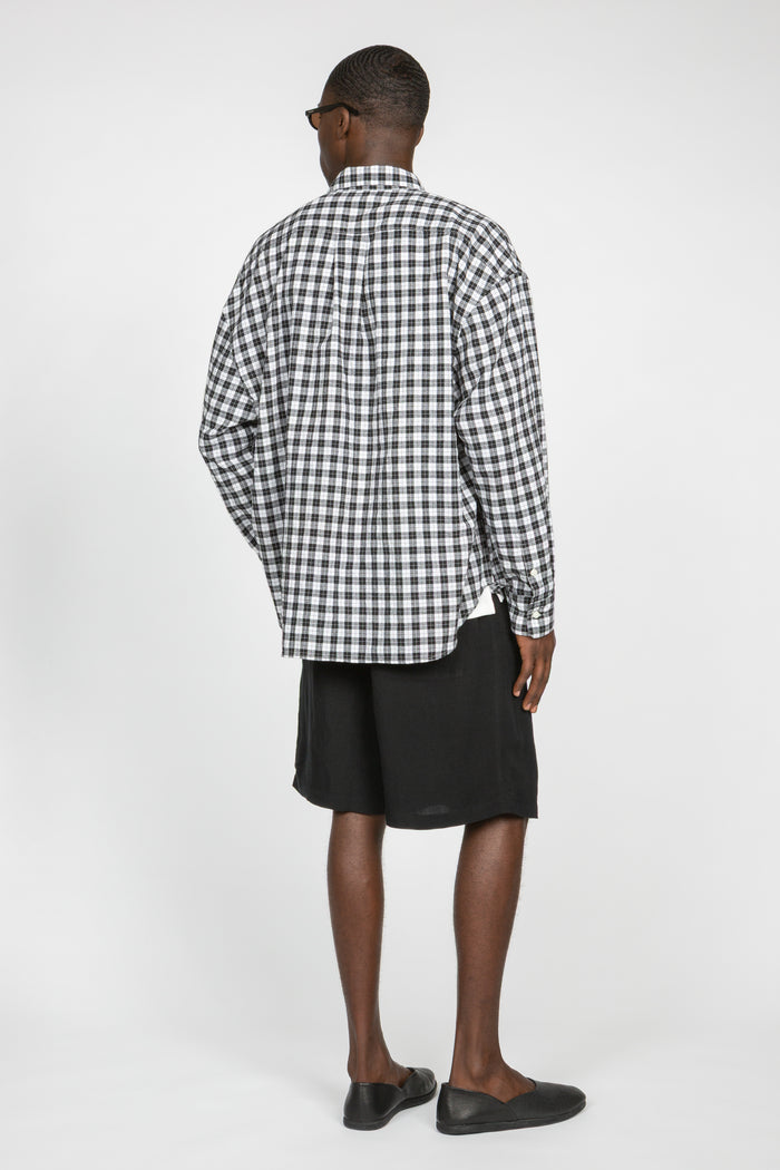 Ultra Oversized Big Pocket Shirt - Black / White Picnic Check