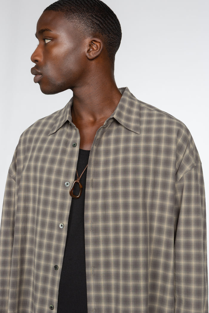 Ultra Oversized Shirt - Grey Shadow Plaid