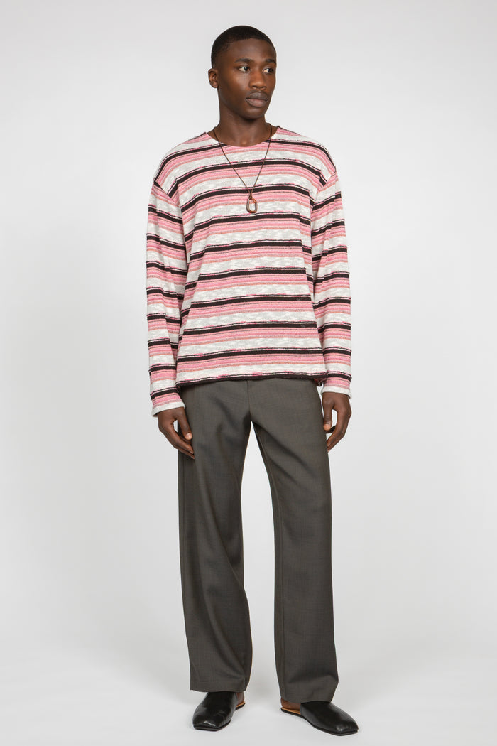 Wide Leg Single Pleat Trouser - Navy / Taupe Microcheck
