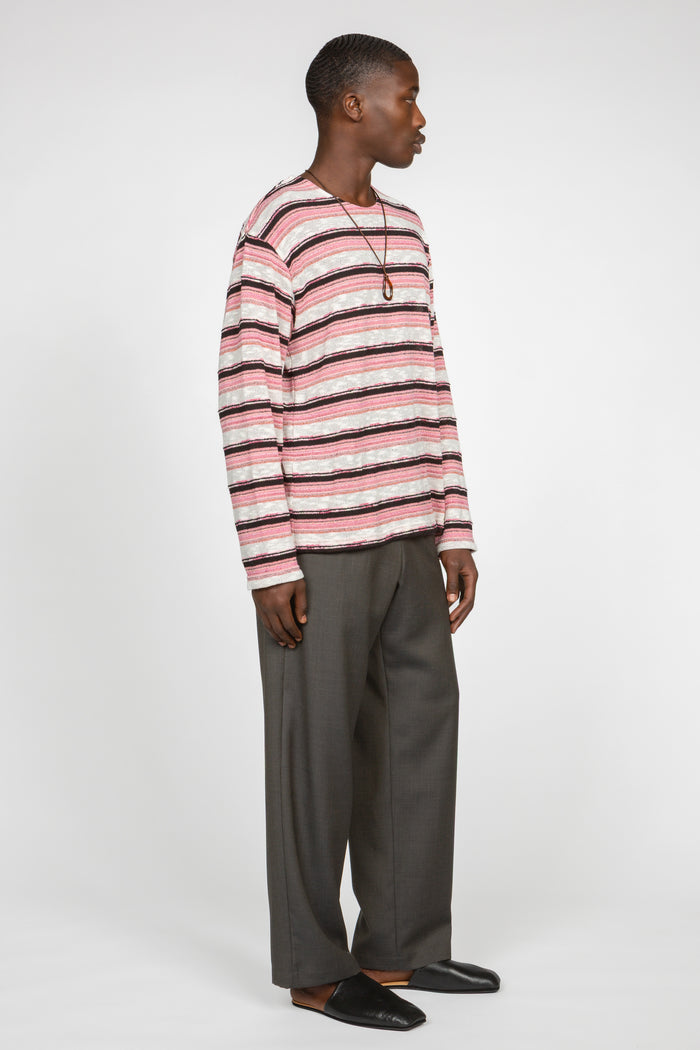 Wide Leg Single Pleat Trouser - Navy / Taupe Microcheck