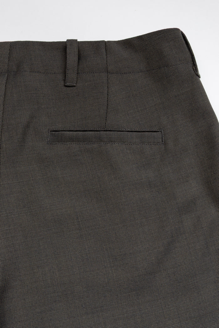 Wide Leg Single Pleat Trouser - Navy / Taupe Microcheck