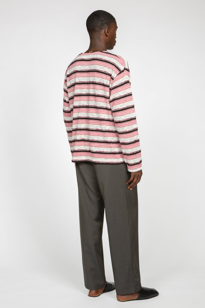 Wide Leg Single Pleat Trouser - Navy / Taupe Microcheck