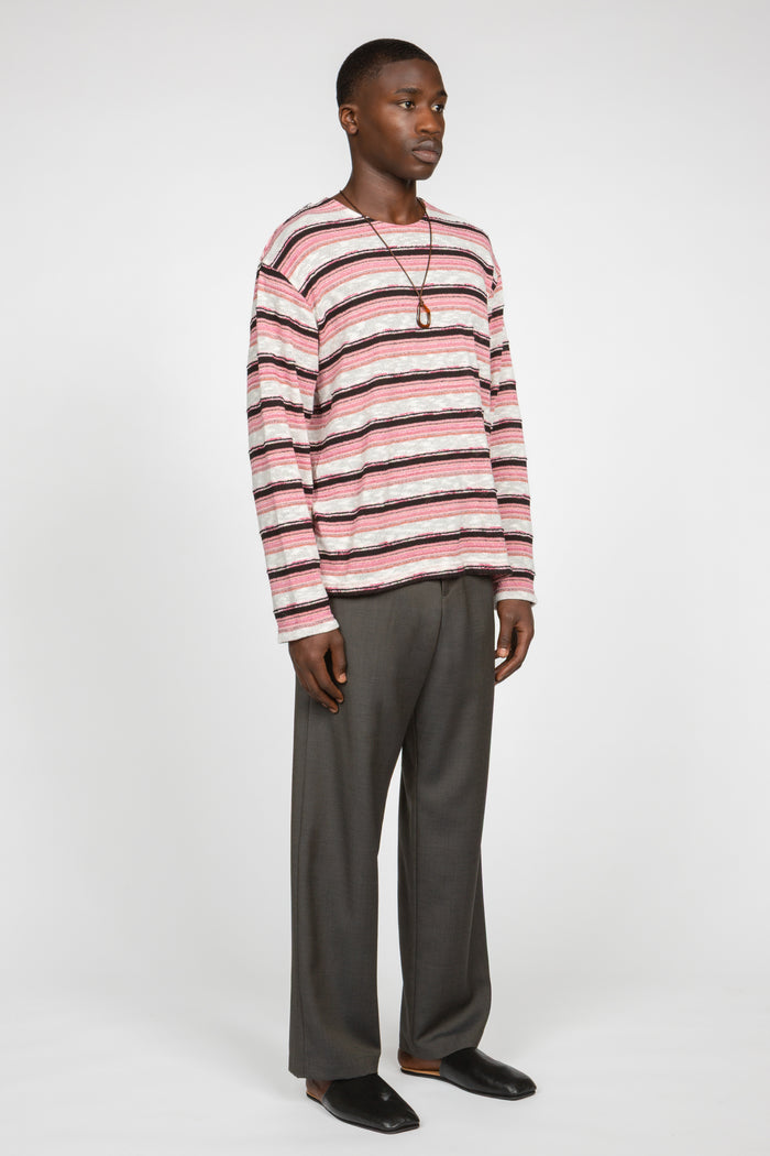 Wide Leg Single Pleat Trouser - Navy / Taupe Microcheck