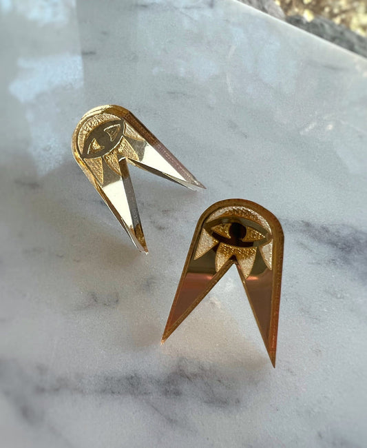 Woodpecker/Forked Eye stud Earrings made by Rykelle Kemp (Variety of colors)