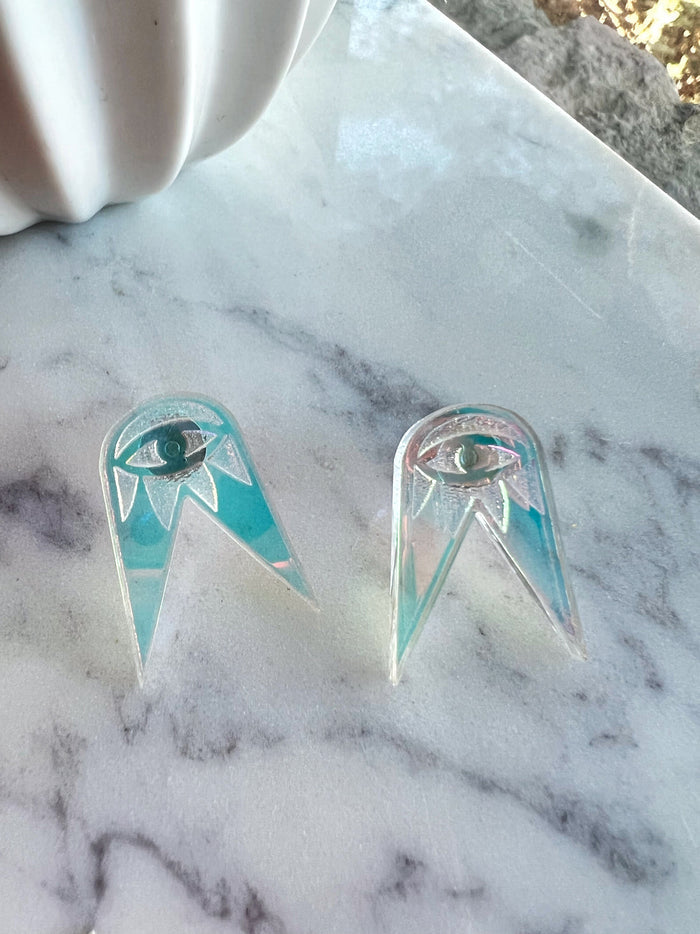 Woodpecker/Forked Eye stud Earrings made by Rykelle Kemp (Variety of colors)