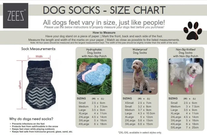 zeez 2XL / Pink Zeez Hydrophobic Non-Slip Pet Socks
