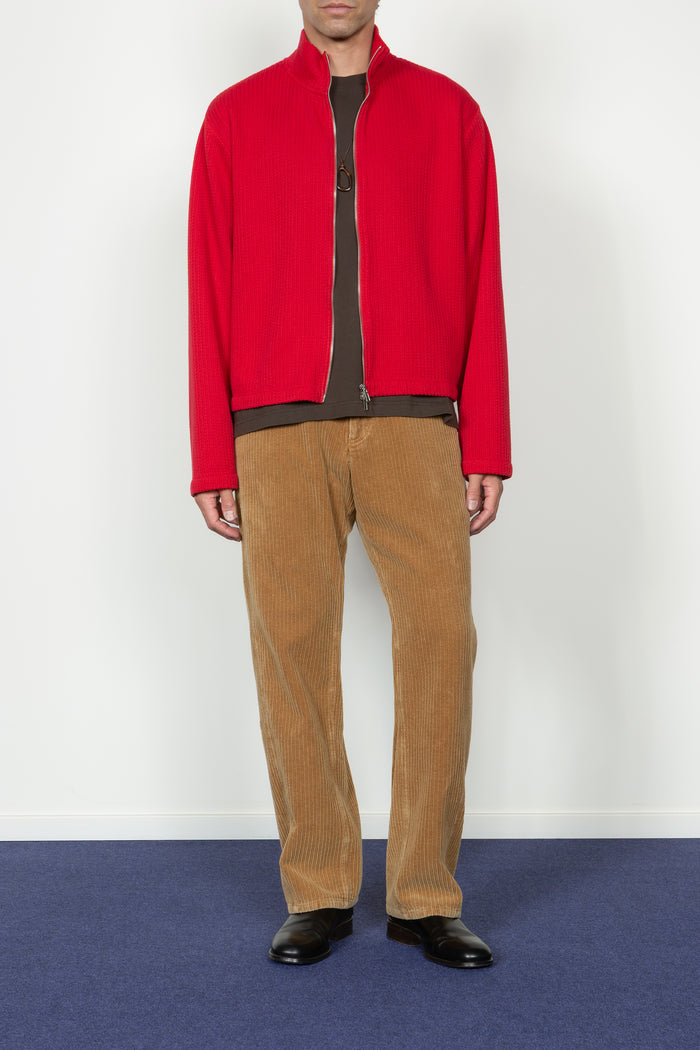 Zip Up Cardigan - Red