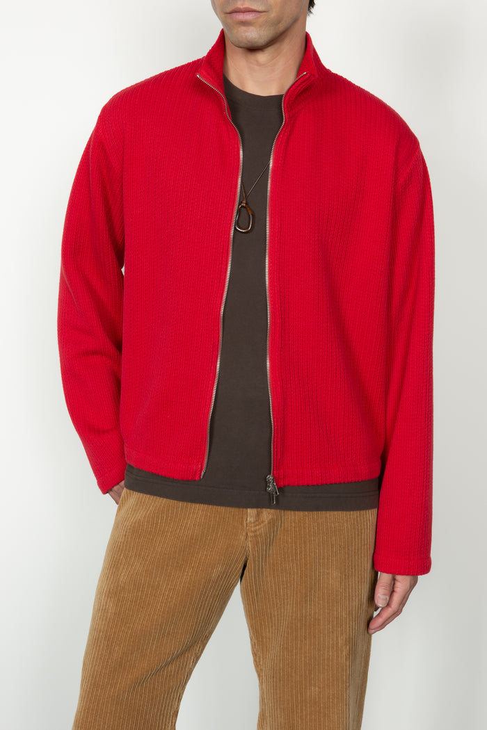 Zip Up Cardigan - Red