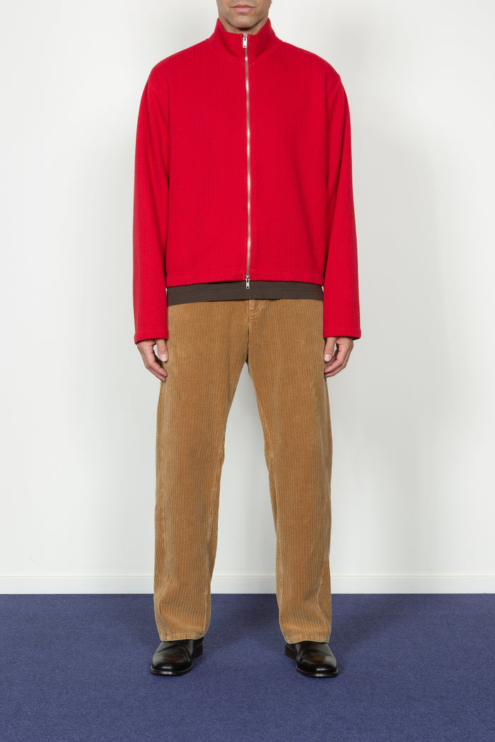 Zip Up Cardigan - Red