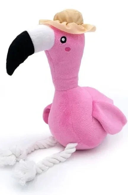 Zippy Paws Zippy Paws Playful Pal Plush Squeaker Rope Dog Toy - Freya the Flamingo